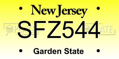 SFZ544 New Jersey License Plate