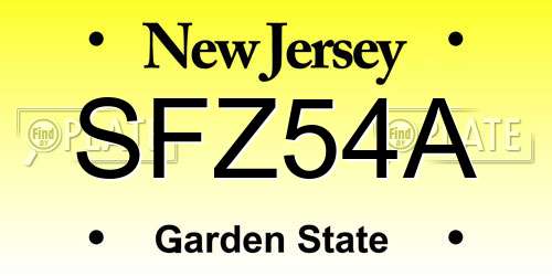 SFZ54A New Jersey License Plate