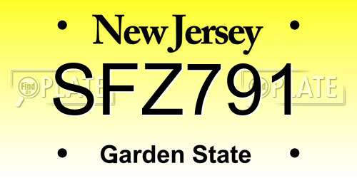 SFZ791 New Jersey License Plate