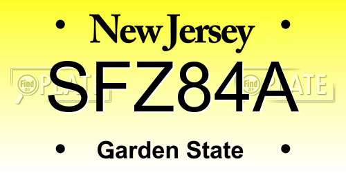 SFZ84A New Jersey License Plate