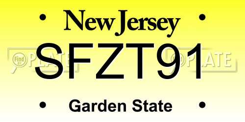 SFZT91 New Jersey License Plate
