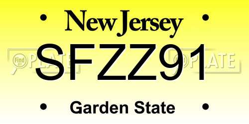 SFZZ91 New Jersey License Plate