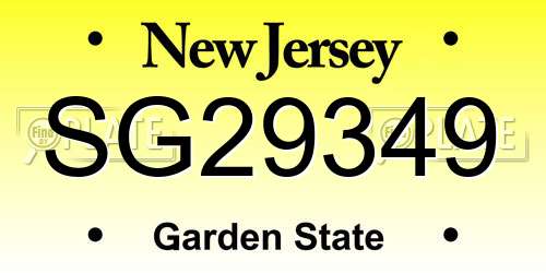 SG29349 New Jersey License Plate