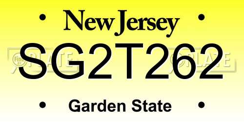 SG2T262 New Jersey License Plate