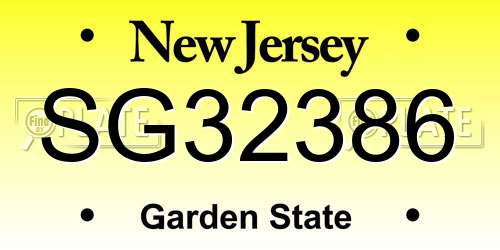 SG32386 New Jersey License Plate