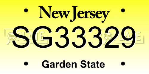 SG33329 New Jersey License Plate
