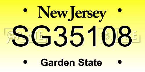 SG35108 New Jersey License Plate
