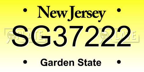 SG37222 New Jersey License Plate