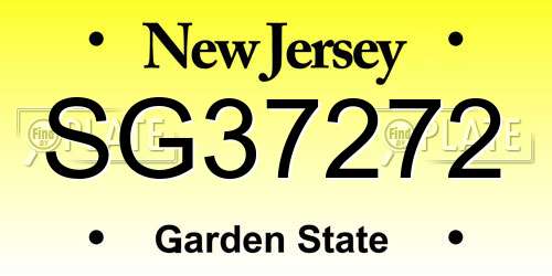 SG37272 New Jersey License Plate