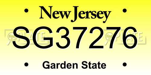 SG37276 New Jersey License Plate