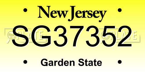 SG37352 New Jersey License Plate