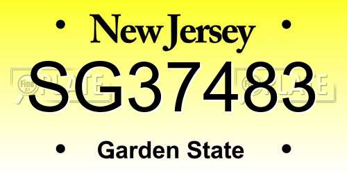 SG37483 New Jersey License Plate