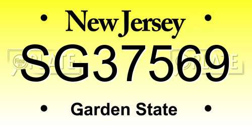 SG37569 New Jersey License Plate