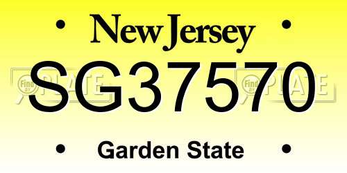 SG37570 New Jersey License Plate