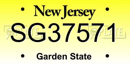 SG37571 New Jersey License Plate