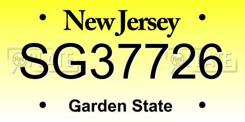 SG37726 New Jersey License Plate