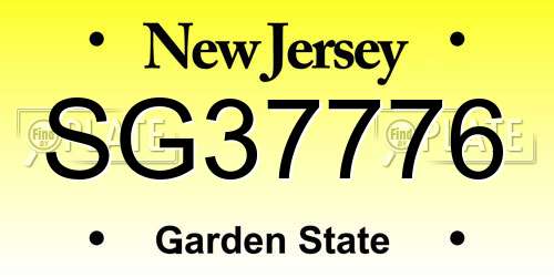 SG37776 New Jersey License Plate
