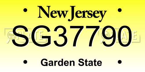 SG37790 New Jersey License Plate
