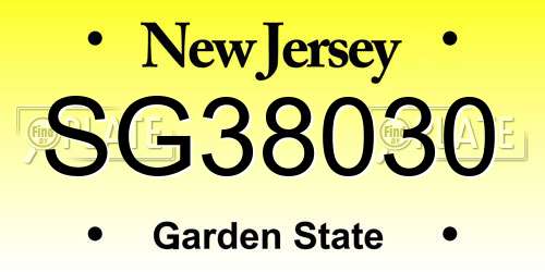 SG38030 New Jersey License Plate