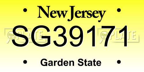SG39171 New Jersey License Plate
