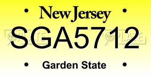 SGA5712 New Jersey License Plate
