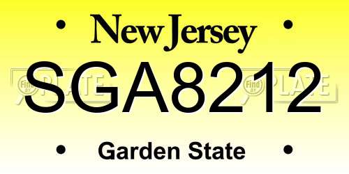 SGA8212 New Jersey License Plate
