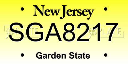 SGA8217 New Jersey License Plate