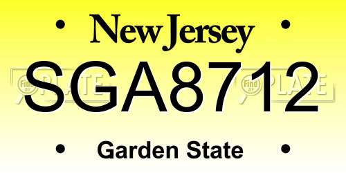 SGA8712 New Jersey License Plate