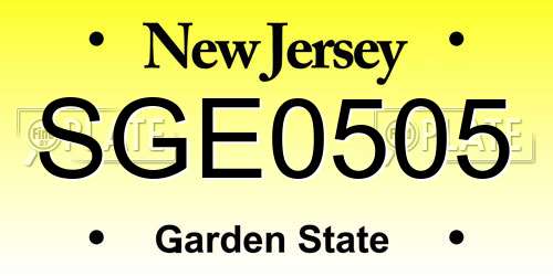 SGE0505 New Jersey License Plate