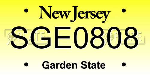 SGE0808 New Jersey License Plate