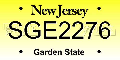SGE2276 New Jersey License Plate
