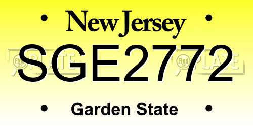 SGE2772 New Jersey License Plate