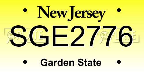 SGE2776 New Jersey License Plate