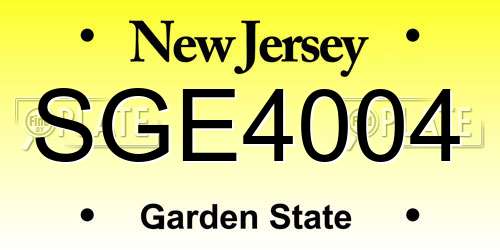 SGE4004 New Jersey License Plate