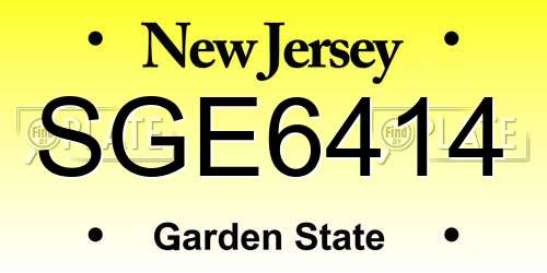 SGE6414 New Jersey License Plate