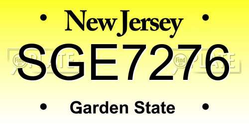 SGE7276 New Jersey License Plate
