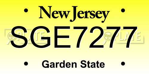 SGE7277 New Jersey License Plate