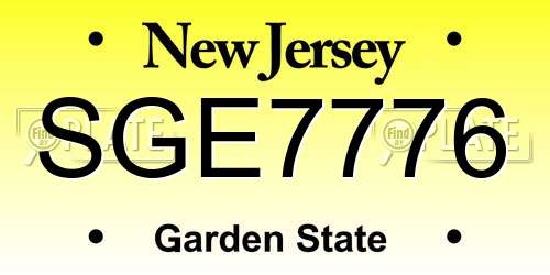 SGE7776 New Jersey License Plate