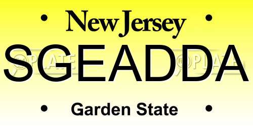SGEADDA New Jersey License Plate