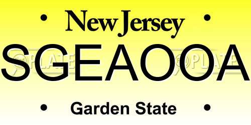SGEAOOA New Jersey License Plate