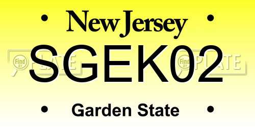 SGEK02 New Jersey License Plate
