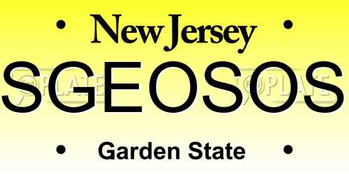 SGEOSOS New Jersey License Plate