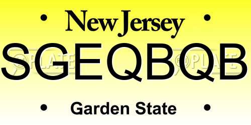 SGEQBQB New Jersey License Plate