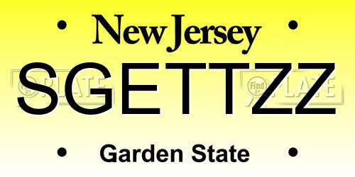SGETTZZ New Jersey License Plate