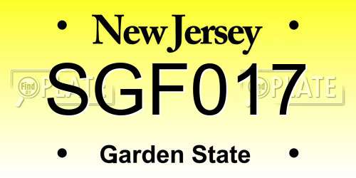 SGF017 New Jersey License Plate
