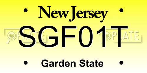 SGF01T New Jersey License Plate