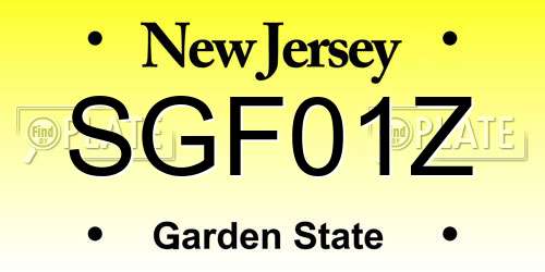 SGF01Z New Jersey License Plate