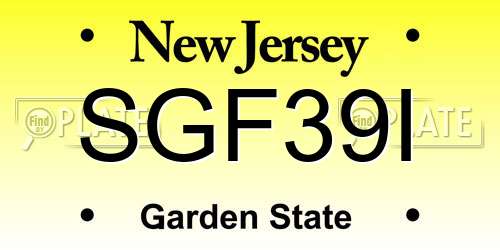 SGF39I New Jersey License Plate