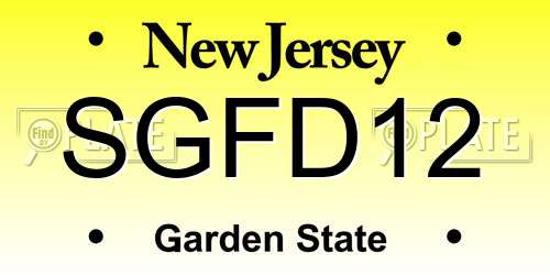 SGFD12 New Jersey License Plate