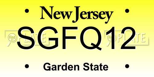 SGFQ12 New Jersey License Plate